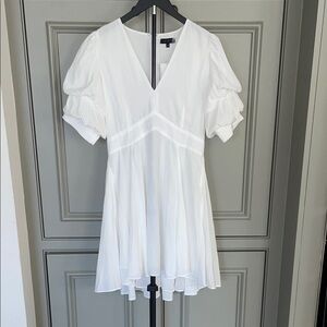 1 State NWT White Puff Sleeve Mini Dress Coquette Vacation Glam Chic